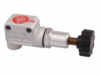 VALVE, Brake Fluid Proportioning, aluminum, 3/8 inch-24 inverted flare in / out ports, allows for up to 57 percent decrease in line pressure, cast finish w/ black knob, Wilwood