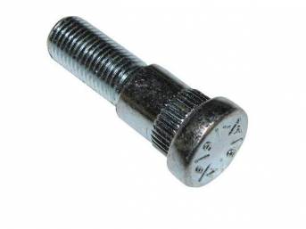 STUD, Wheel Hub, Disc Rotor, Front, designed for use w/ 1-piece hub and rotor assembly, 7/16 inch-20, press-in, repro