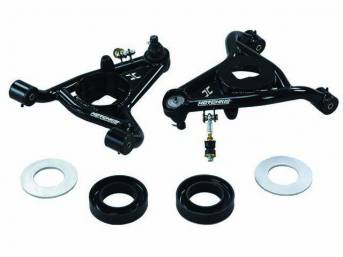 ARM SET, Steering Control, Tubular, Lower, Hotchkis, Gloss Black Powder Coated Finish, Incl ball joints, delrin bushings, urethane bumpers and spring isolators