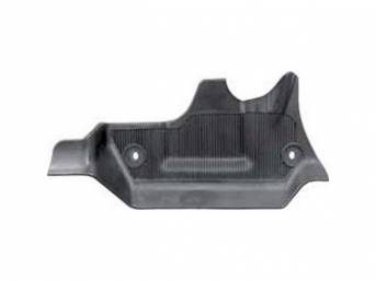 COVER, Carpet To Dash Trim, covers area between front edge of the carpet / steering column hole and the firewall / front floor pan, injection molded plastic, black finish, OER repro