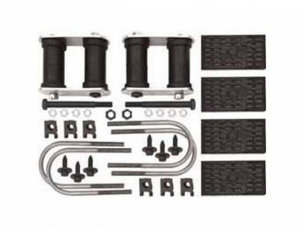 MOUNT KIT, LEAF SPRING MASTER, MULTI-LEAF, INCL 2 SHACKLES, 2 FRONT EYE BOLTS, FRONT BRACKET BOLTS And NUTS, 4 U BOLTS And 4 RUBBER CUSHIONS, Repro