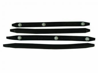 CUSHION SET, BUMPER GUARD, Front and Rear, Rubber W/ Steel Core and Threaded studs, Repro (4)