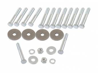 Hardware Kit, Frame / Body Mount, Incl bolts, nuts and washers for radiator positions, Repro