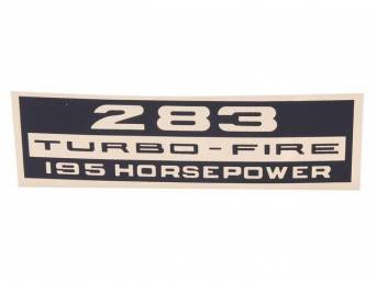 DECAL, VALVE COVER, 283, 195 HP, TURBO FIRE