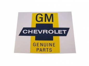 DECAL, *GM CHEVROLET GENUINE PARTS*, 8 INCH SQUARE