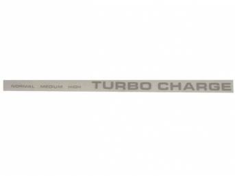 DECAL SET, Turbo Hood Scoop, incl *NORMAL*, *MEDIUM* and *HIGH-TURBO CHARGE* in white, Repro