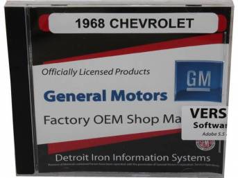 SHOP MANUAL ON CD, 1968 Chevrolet, Incl 1968 Chevrolet chassis, overhaul and Fisher body manuals, 1938-68 and 1964-72 Chevrolet parts manuals