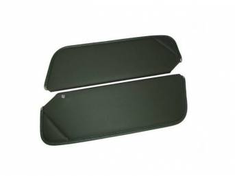 SUNVISOR SET, Green, Non Perforated Grain, 1 Pin Style w/ set screw (screw will face down on RH side, up on LH side, just like original), Repro