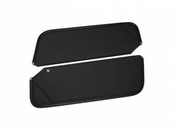 SUNVISOR SET, Black, Perforated Grain, 1 Pin Style w/ set screw (screw will face down on RH side, up on LH side, just like original), Repro