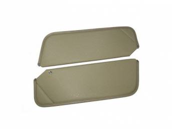 SUNVISOR SET, Sandalwood / Neutral / Beige, Perforated Grain, 1 Pin Style w/ set screw (screw will face down on RH side, up on LH side, just like original), Repro