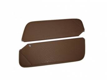 SUNVISOR SET, Dark Saddle, Perforated Grain, 1 Pin Style w/ set screw (screw will face down on RH side, up on LH side, just like original), Repro
