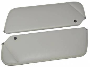 SUNVISOR SET, White, Madrid Grain, 1 Pin Style, OE style w/ correct set screw (screw will face down on RH side, up on LH side, just like original), Repro