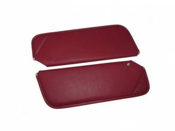 SUNVISOR SET, Red, Madrid Grain, 1 Pin Style w/ set screw (screw will face down on RH side, up on LH side, just like original), Repro