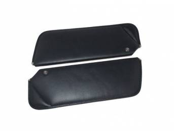 SUNVISOR SET, Dark Blue / Navy Blue, Madrid Grain, 1 Pin Style, OE style w/ correct set screw (screw will face down on RH side, up on LH side, just like original), Repro