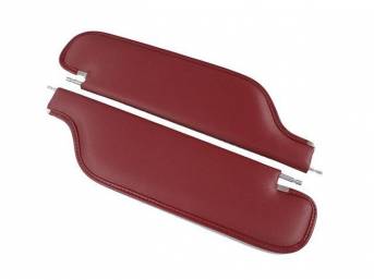 SUNVISOR SET, Premium, Red, Perforated Grain, 2 Pin Style (Incl 2 Pins), Repro