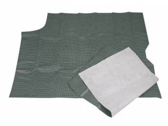 TRUNK MAT, Vinyl, Aqua and Black Houndstooth, 2-piece, vinyl top w/ white fleece back, non-OE replacement style repro