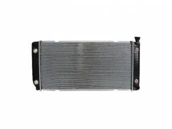 RADIATOR, Replacement Style, plastic tanks and aluminum core, 34 inch x 17 1/2 inch x 1 1/4 inch core, 1 Row, 1 5/16 inch inlet and 1 9/16 inch outlet, repro
