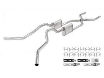 Stainless Dual Exhaust System, 2 1/2 diameter with h-pipe, Turbo Pro mufflers