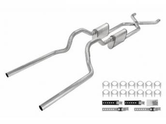 Stainless Dual Exhaust System, 2 1/2 diameter with x-pipe, Street Pro mufflers