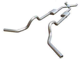 Stainless Dual Exhaust System, 2 1/2 diameter with x-pipe and Turbo Pro mufflers