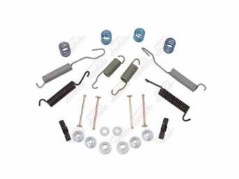 SPRING KIT, Brake Shoe, 11 inch x 2 inch, incl shoe spring set and hold down axle kit, repro