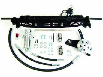 RACK AND PINION CONVERSION KIT, Unisteer, P/S, Bolt on (the rack and pinion / bracket assy installs in same holes as original steering box and idler arm)