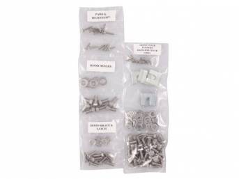 FASTENER KIT, Front Sheetmetal, unpolished stainless finish, features