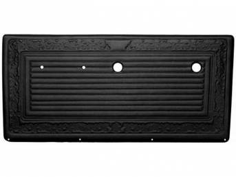 PANEL SET, Front Door, horizontal pleat center surrounded by scroll style, black, ABS-plastic, replacement style repro