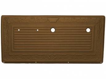 PANEL SET, Front Door, horizontal pleat center surrounded by scroll style, OE brown, ABS-plastic, replacement style repro
