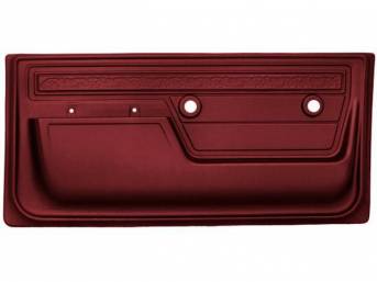 PANEL SET, Front Door, scroll top strip style, OE red, ABS-plastic, replacement style repro