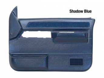 PANEL SET, REPLACEMENT STYLE, SHADOW BLUE, FRONT DOORS, ABS PLASTIC, W/ POWER LOCKS AND POWER WINDOWS, INCL CLOTH INSERTS AND INSTRUCTIONS