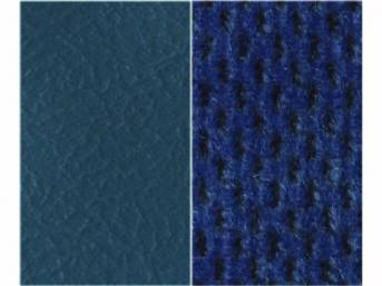 UPHOLSTERY, BENCH, STANDARD CAB, BENCH SEAT, MED BLUE MADRID GRAIN VINYL W/ BLUE REGAL VELOUR CLOTH INSERTS