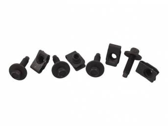 Mounting Kit, Hood Hinge To Cowl, Incl (4) Correct Style J-Nuts, (4) Correct Bolts, Repro