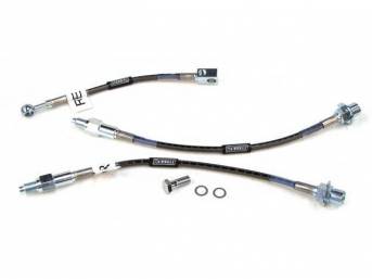 Brake Hose Set, Braided Stainless, Russell Performance, 3 Pieces, Incl Front Disc Bakes Hoes And Rear Brake Hose