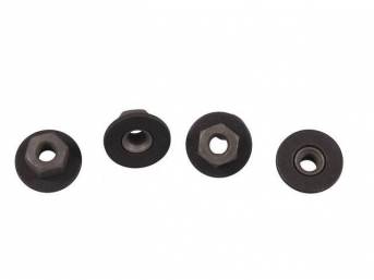 Mounting Kit, Outside Door Handle, Incl (4) Correct Nuts, Black Finish, Does Both Doors, Repro