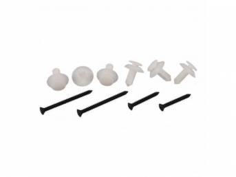 Mounting Kit, Hatchback Interior Door Trim Panel, Incl (6) Correct Style Pins, (2) Short Style Screw, (2) Long Style Screws