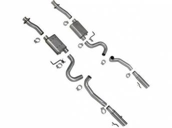 Exhaust Kit, Cat Back, Bbk Performance, Varitune Style, 2 3/4 Inch Pipes, Incl All Aluminized Inlet Adn Outlet Pipes And Bbk Adjustable Mufflers, 3 1/2 Inch Stainless Steel Tips