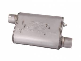 Muffler, Bbk Performance, Vari Tune, Stainless Steel, Offset Design, W/ 2 1/2 Inch Inlet And Outlet, Fully Adjustable Sound And Flow