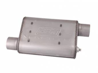 Muffler, Bbk Performance, Vari Tune, Stainless Steel, Offset Design, W/ 2 3/4 Inch Inlet And Outlet, Fully Adjustable Sound And Flow