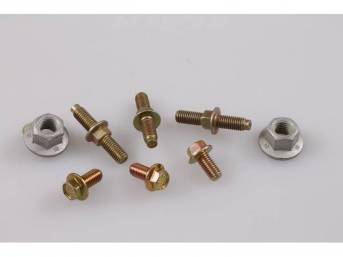 Mounting Kit, Motor Mount, Complete, Incl (2) Correct Style Motor Mount To Frame Nuts, (3) Correct Motor Mount To Engine Block Bolts, (3) Correct Motor Mount To Engine Block Studs, Repro