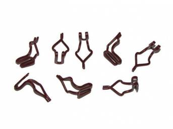 Mounting Kit, Front Seat Back Trim Panel, Incl (8) Red Spring Clips, Designed To Install M-60762 Seat Back Trim Panel To Seat Frame, One Kit Does Both Sides