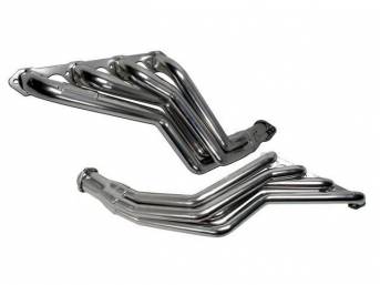 Headers, Full Length Long Tube, Bbk Performance, Chrome Plated Finish, Made From 1 3/4 Inch Cnc Mandrel Bent Tubing, Incl One Piece Laser Cut Mounting Flanges