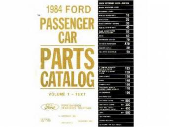 Parts Catalog, Reprint Of The Original, 1984 Mustang, Note That Parts Catalog May Incl Other Ford, Lincoln And Mercury Car Models