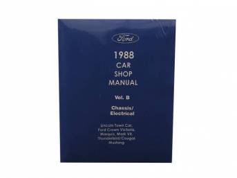 Shop Manual, Reprint Of Original, 1988 Mustang, Note That Shop Manuals May Incl Other Ford, Lincoln And Mercury Car Models