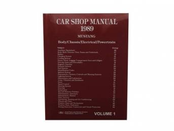Shop Manual, Reprint Of Original, 1989 Mustang, Note That Shop Manuals May Incl Other Ford, Lincoln And Mercury Car Models