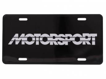 Black With White MOTORSPORT Logo License Plate