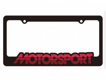 Black With Tricolor Red MOTORSPORT Logo License Plate