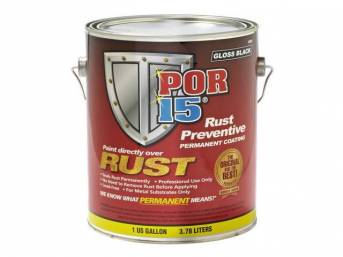 POR-15 Rust Preventive Coating, Gloss Black, gallon, use as step 3 of the 3-step Rust Prevention System