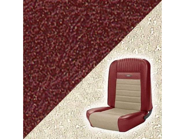 Front Bucket & Rear Bench Full Upholstery Set, Deluxe, Red and Off White Two Tone