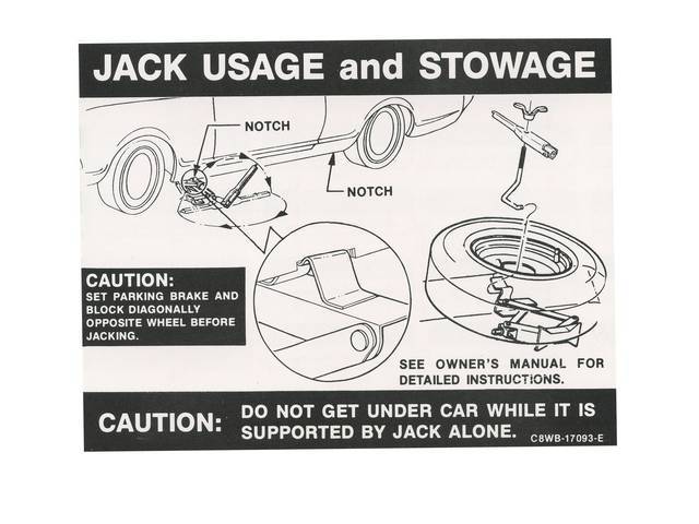 DECAL, TRUCK, JACK INSTRUCTIONS